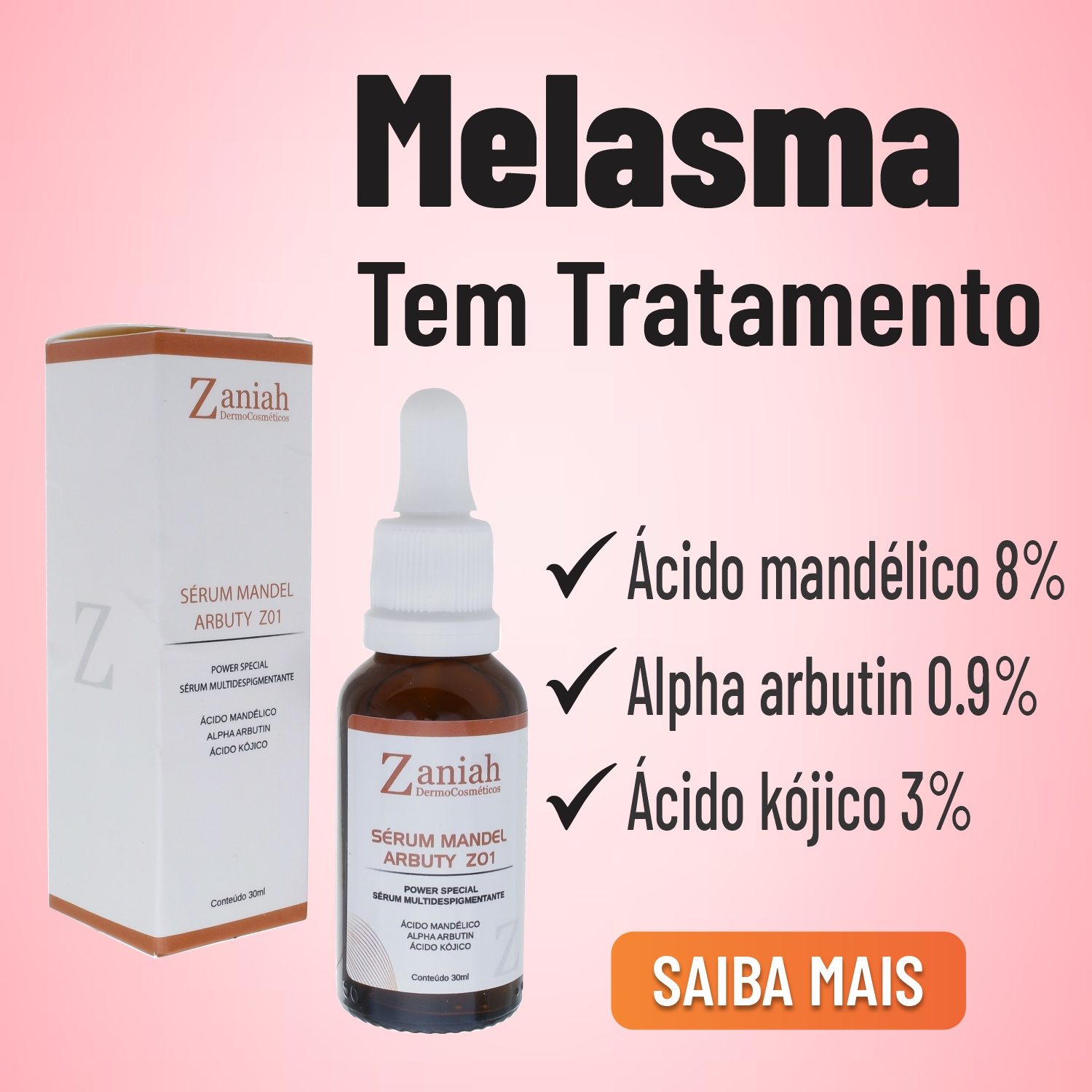 Clareador de Manchas e Melasma: Zaniah Multi Despigmentante Mandel Arbuty Z0